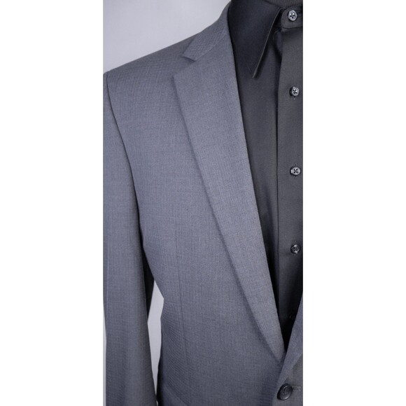 Haggar Sport Coat Blazer Sz 44L Micro Check Gray Two Button Classic fit Poly EUC - Picture 5 of 13